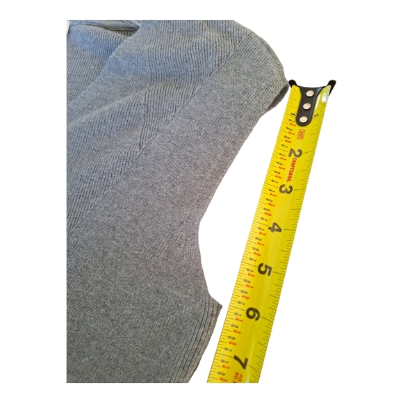 White House Black Market V-Neck Rib Knit Sweater Tank Shell Gray Large Stretchy - Picture 7 of 11